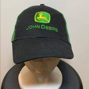 John Deere Black Green Mesh Dad Trucker Hat
